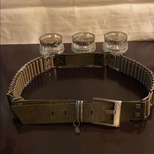 Amazing olive leather + silver hardware belt